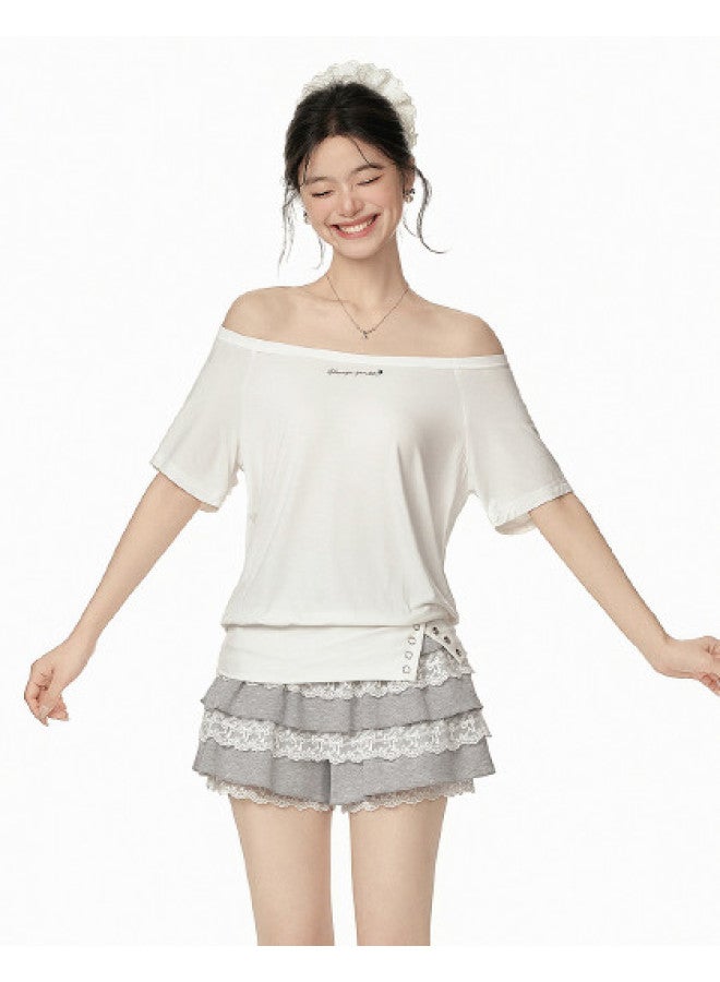 EPTISON تي شيرت نسائي بدون أكتاف 2025 صيف جديد ريترو ضيق الخصر بلوزة قصيرة مزينة بألوان وخطوط تطريز بدون أكمام - Image 1