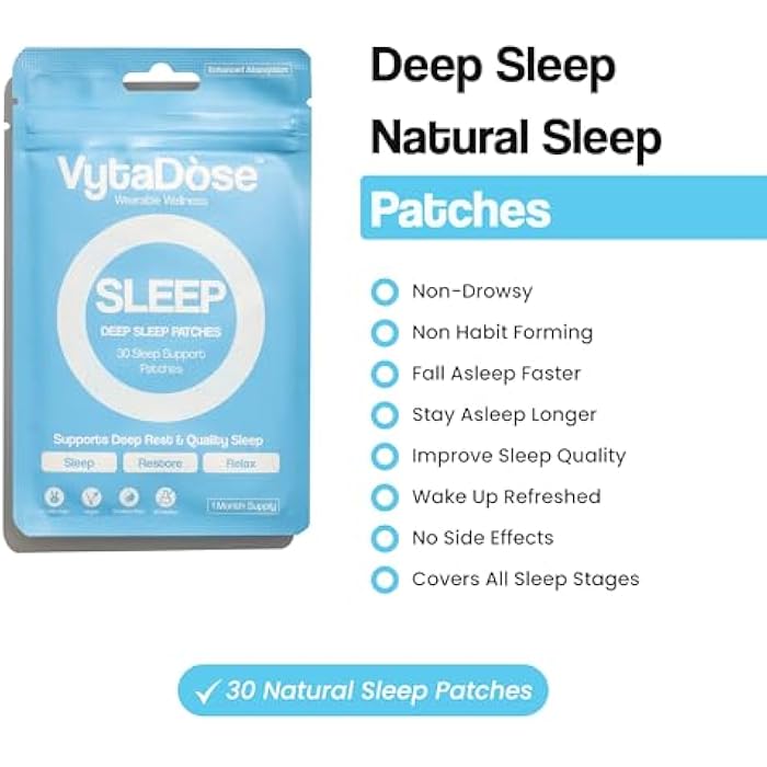 Vytadose Natural Melatonin-Free Herbal Sleep Patches for Adults - No Added Hormones - 8-Hour Time-Release Formula - Ashwagandha, Magnesium, Passionflower, Valerian Root, Lemon Balm & Chamomile - Image 3