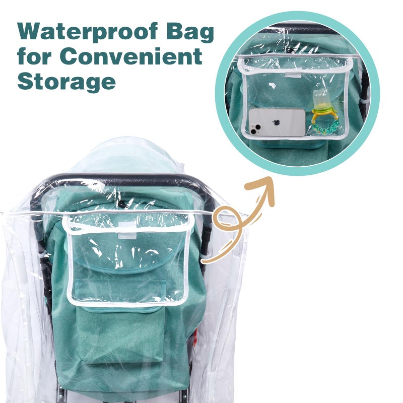 PAHTTO Double Stroller Rain Cover, Waterproof Weather Shield for Tandem Double Stroller, Twins Stroller Cover for Rain/Wind/Snow/Cold/Dust, Childseat Stroller Weather Shield, Baby Outdoor Accessories - Image 4