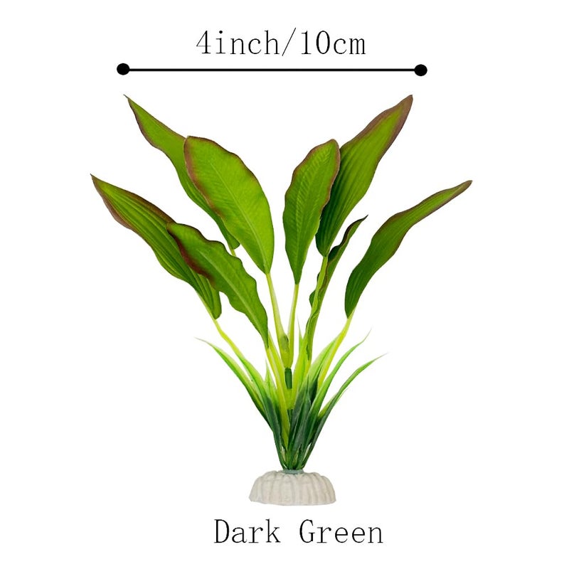 Smoothedo-Pets 2pcs Set Green Artificial Plant Fish Tank Decor Aquarium Decorations Betta Leaf pad Hammock 8inch Silk/Plastic Plant Goldfish Fish Bowl Small Tank Plants (Green-2pcs-Set) - Image 2