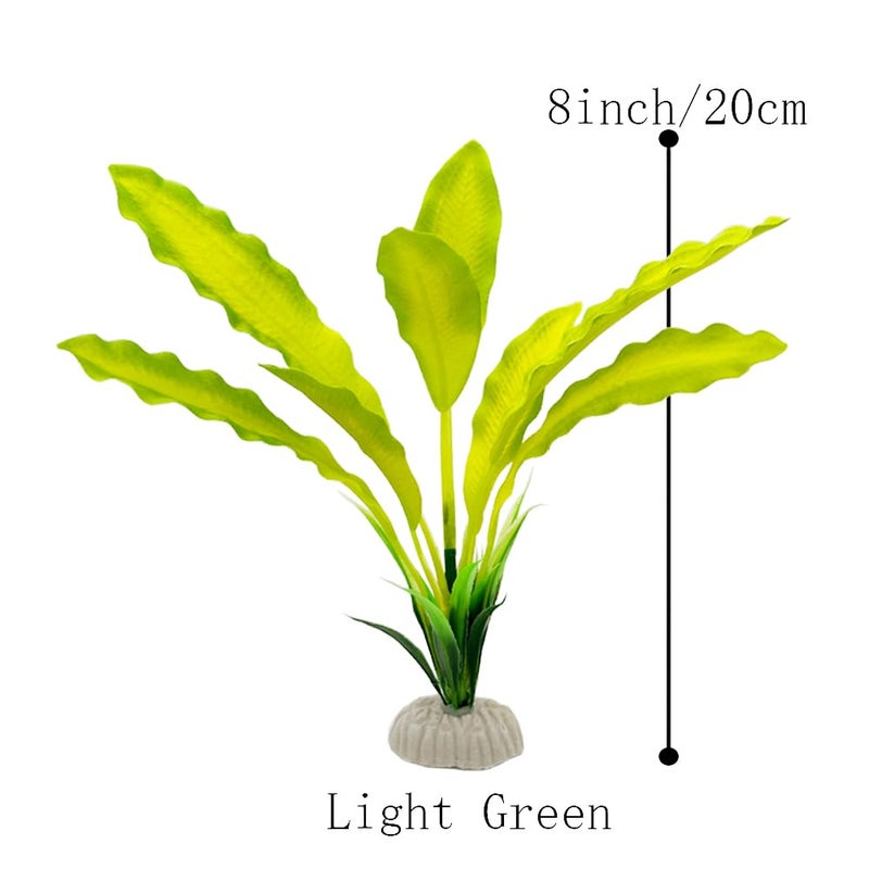 Smoothedo-Pets 2pcs Set Green Artificial Plant Fish Tank Decor Aquarium Decorations Betta Leaf pad Hammock 8inch Silk/Plastic Plant Goldfish Fish Bowl Small Tank Plants (Green-2pcs-Set) - Image 5