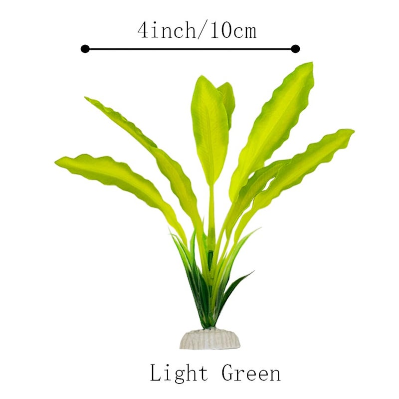 Smoothedo-Pets 2pcs Set Green Artificial Plant Fish Tank Decor Aquarium Decorations Betta Leaf pad Hammock 8inch Silk/Plastic Plant Goldfish Fish Bowl Small Tank Plants (Green-2pcs-Set) - Image 4