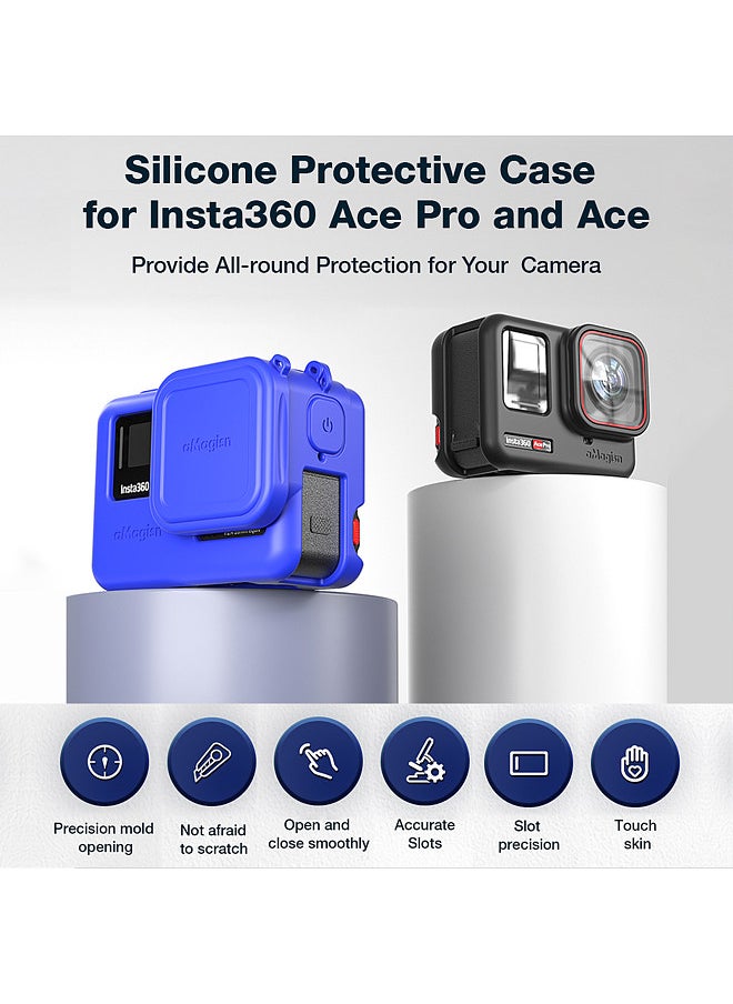 aMagisn AC19 Silicone Camera Protectiv Kit Camera Protector Case + Lense Cover + 2 Straps Compatible with Insta 360 Ace Pro Camera  - Image 3
