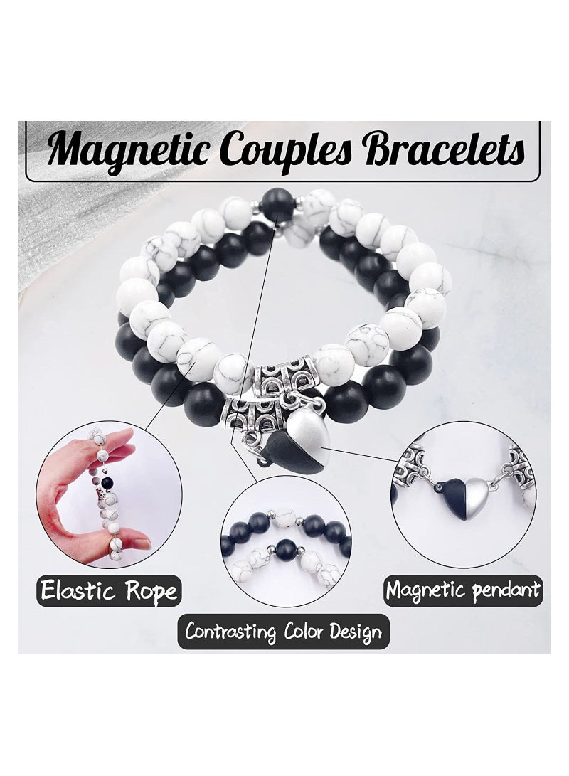 SYOSI أساور زوجين مغناطيسية، قطعتان من أساور الجذب المتبادل المتطابقة إلى الأبد، أساور لمسافات طويلة، مجوهرات مطرزة بالأحجار، هدية لصديقها وصديقتها وحبيبها المفضل - Image 3