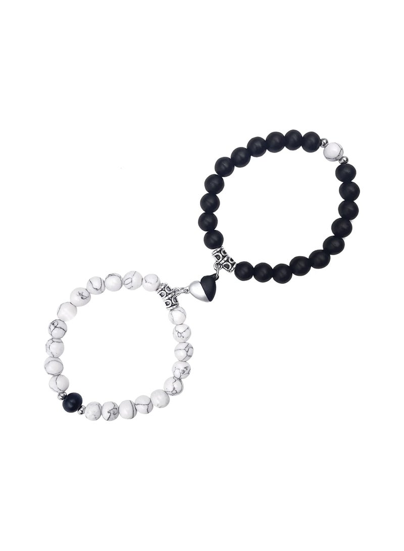 SYOSI أساور زوجين مغناطيسية، قطعتان من أساور الجذب المتبادل المتطابقة إلى الأبد، أساور لمسافات طويلة، مجوهرات مطرزة بالأحجار، هدية لصديقها وصديقتها وحبيبها المفضل - Image 1