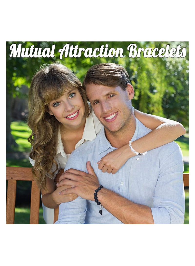 SYOSI أساور زوجين مغناطيسية، قطعتان من أساور الجذب المتبادل المتطابقة إلى الأبد، أساور لمسافات طويلة، مجوهرات مطرزة بالأحجار، هدية لصديقها وصديقتها وحبيبها المفضل - Image 5