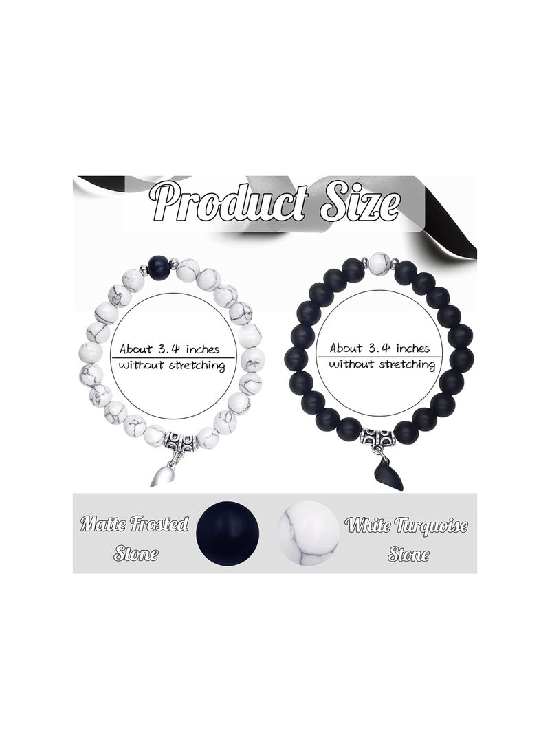 SYOSI أساور زوجين مغناطيسية، قطعتان من أساور الجذب المتبادل المتطابقة إلى الأبد، أساور لمسافات طويلة، مجوهرات مطرزة بالأحجار، هدية لصديقها وصديقتها وحبيبها المفضل - Image 4