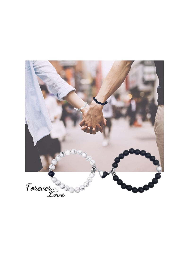 SYOSI أساور زوجين مغناطيسية، قطعتان من أساور الجذب المتبادل المتطابقة إلى الأبد، أساور لمسافات طويلة، مجوهرات مطرزة بالأحجار، هدية لصديقها وصديقتها وحبيبها المفضل - Image 2