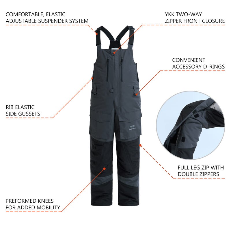 BASSDASH Splice Menâ€™s Insulated Waterproof Fishing Hunting Bibs Ripstop Breathable Snow Pants - Image 2