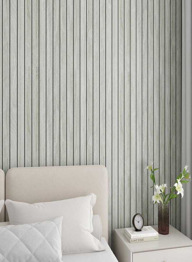 LaCheery Herringbone Wood Slat Wall Panels for Bedroom Walls Peel and Stick Fluted Wooden Wall Panels Grey Wood Slat Panel Roll Waterproof Bathroom Interior Decor 3D Self Adhesive Foam PVC 11.8"x79" - Image 3