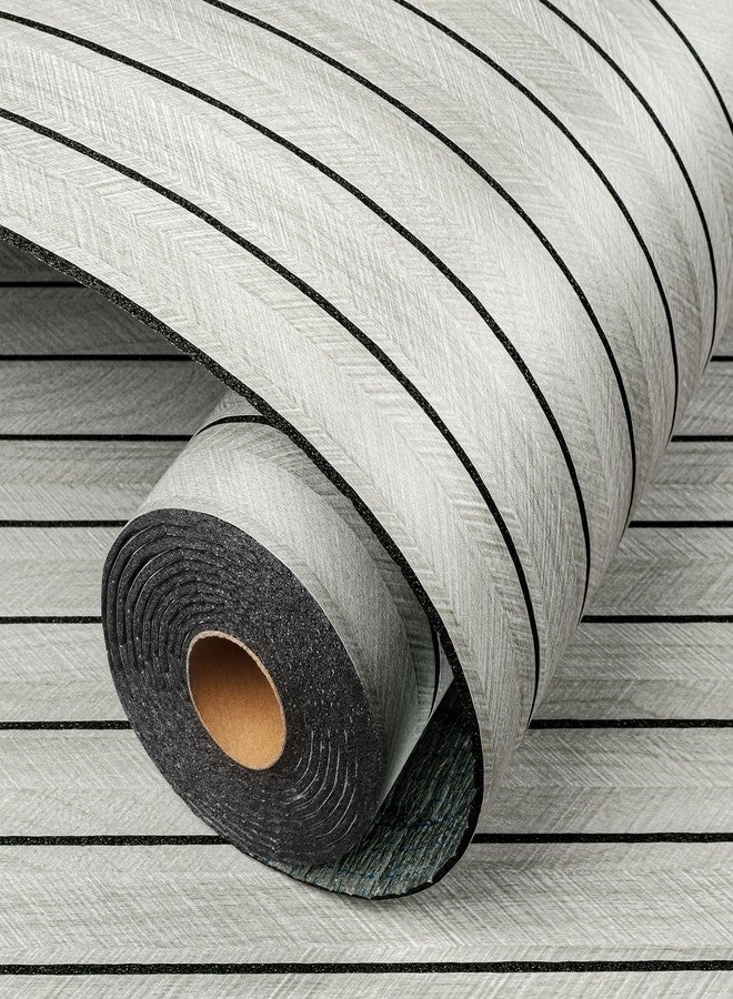 LaCheery Herringbone Wood Slat Wall Panels for Bedroom Walls Peel and Stick Fluted Wooden Wall Panels Grey Wood Slat Panel Roll Waterproof Bathroom Interior Decor 3D Self Adhesive Foam PVC 11.8"x79" - Image 1