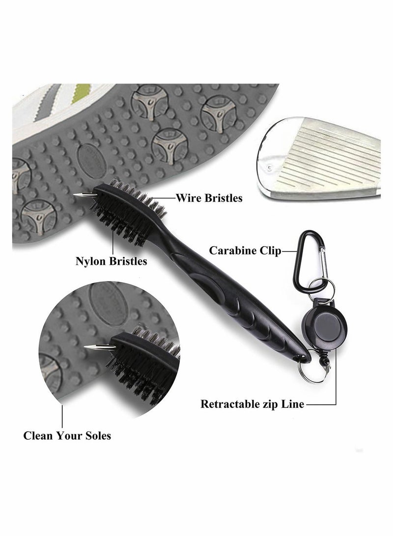 Y&D Microfiber Waffle Pattern Tri-fold Golf Towel (16" x 24")| Club Brush| Divot Tool| Black Set| Suitable for Lovers| Accessories Men - Image 5