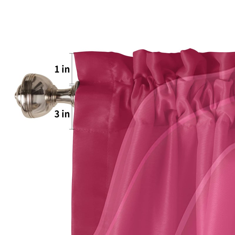 BestLives BestLives Valentines Curtain Valance for Windows Rosy Pink Ombre Geometric Rod Pocket Window Treatments 1 Panel Abstract Ocean Short Curtains Kitchen Bathroom Bedroom 54 x 18 inch - Image 5
