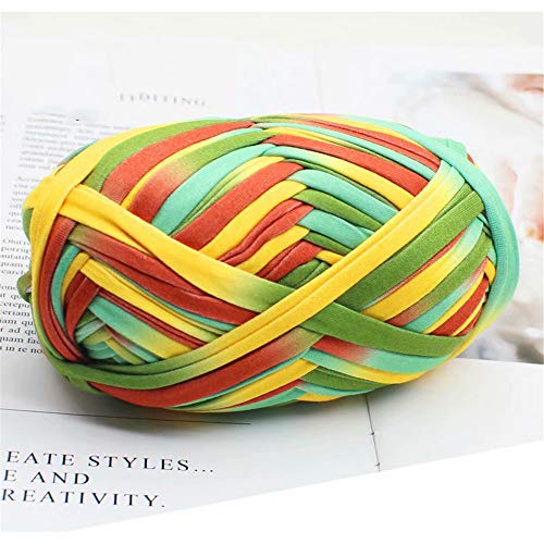 Eqarp 1 PCS Colorful T-Shirt Yarn Knitting Yarn Fabric Crochet Cloth for DIY Knitted Fabric Art (#54 Orange&Green) - Image 1