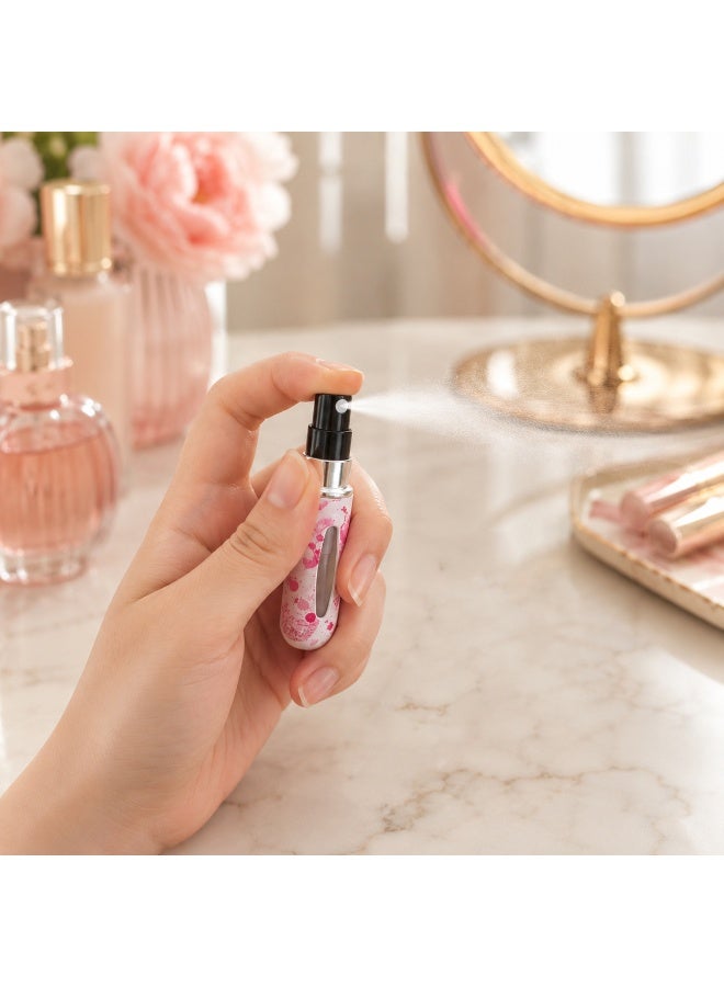 5 Pack 5ML Ribbon Pattern Perfume Atomizer for Travel, Refillable Mini Empty Spray Bottle with Cute Keychain, Portable Perfume Dispenser for Women Girls - Image 5