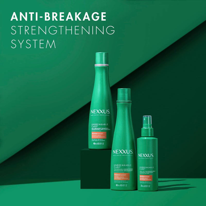 Nexxus Unbreakable Care Shampoo, Conditioner, and Leave-In Spray 3 Pack For Fine and Thin Hair with Keratin, Collagen, Biotin - Image 4