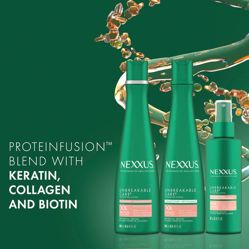 Nexxus Unbreakable Care Shampoo, Conditioner, and Leave-In Spray 3 Pack For Fine and Thin Hair with Keratin, Collagen, Biotin - Image 2