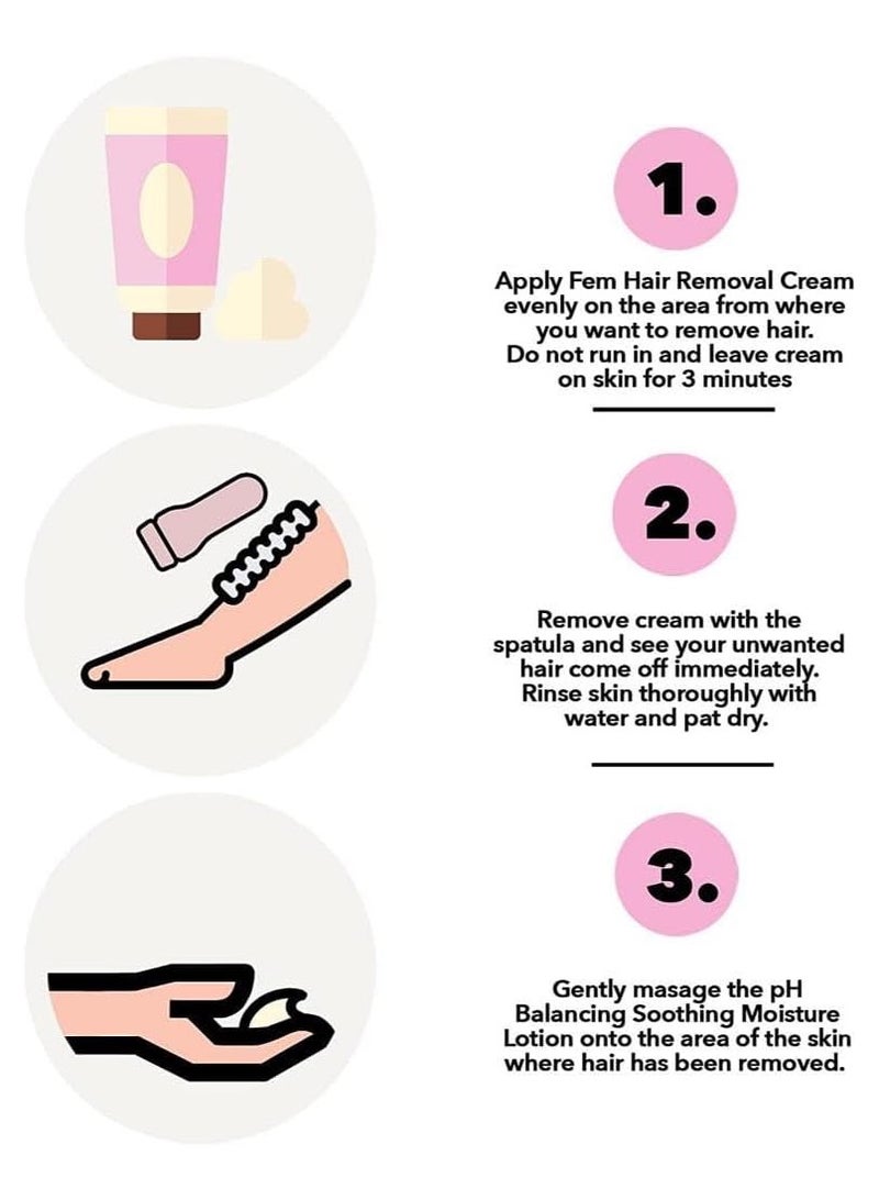FEM USA Hair Removal Cream with Rose 120g (Pack of 2) | For Softening Skin | With pH Balancing Skin Care Lotion - Image 5