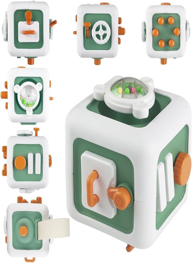 Hexwell مكعب هيكسويل 6 في 1 للأنشطة الحسية للأطفال الصغار - ألعاب مونتيسوري مزودة بمفاتيح محاكاة، وعجلة قيادة، ودرج، وميزات دوارة ممتعة - للأطفال من عمر سنة إلى 3 سنوات (بنين وبنات) - Image 1