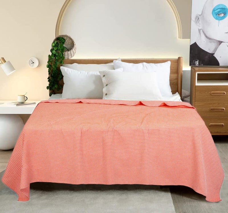 BSB HOME 100% Cotton Waflle Blanket Breathable, Soft Touch & Skin Friendly All Season for Bed & Sofa Indoor and Outdoor Single Bed Blanket | Dohar (Colour-Orange, 152 x 228 Cm) - Image 2