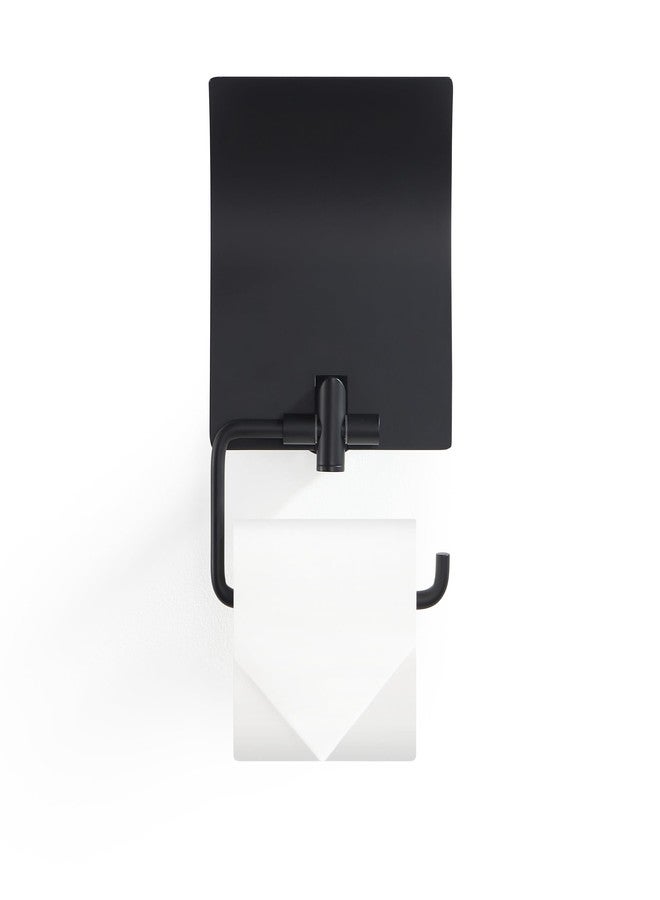 BUVELOT Toilet Paper Holder with Cover, Modern Toilet Roll Holder for Bathroom Wall Mounted, Matte Black, Brass, 077040-MB Leo Series - Image 3