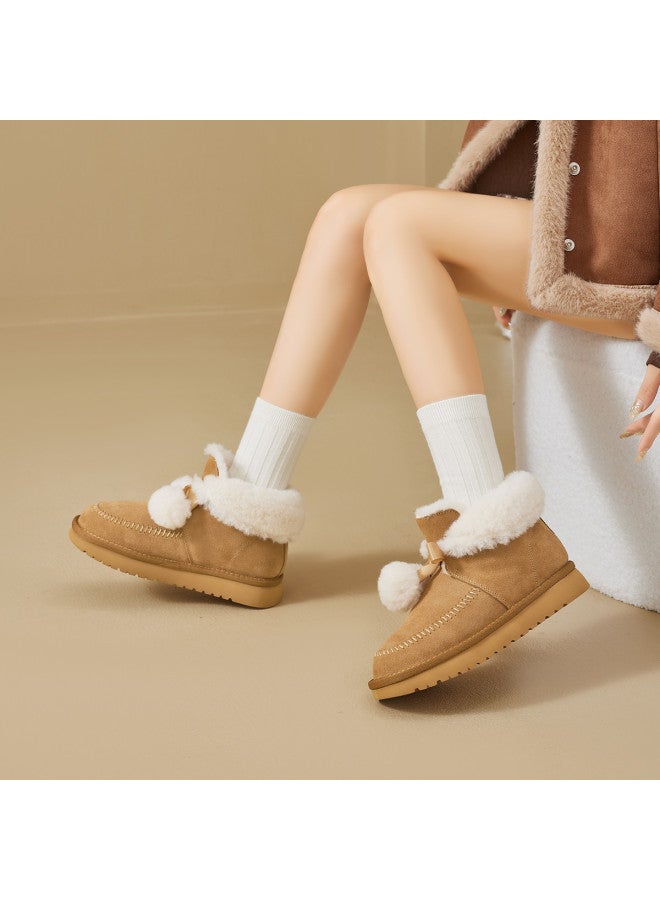 15MINS Winter Furry Short Snow Boots Women Fashion Comfortable Warm Pom Pom Decor Ankle Boots Women - Image 4