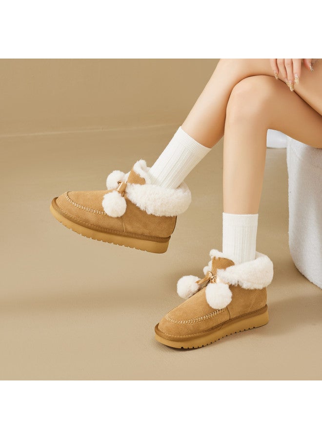 15MINS Winter Furry Short Snow Boots Women Fashion Comfortable Warm Pom Pom Decor Ankle Boots Women - Image 2