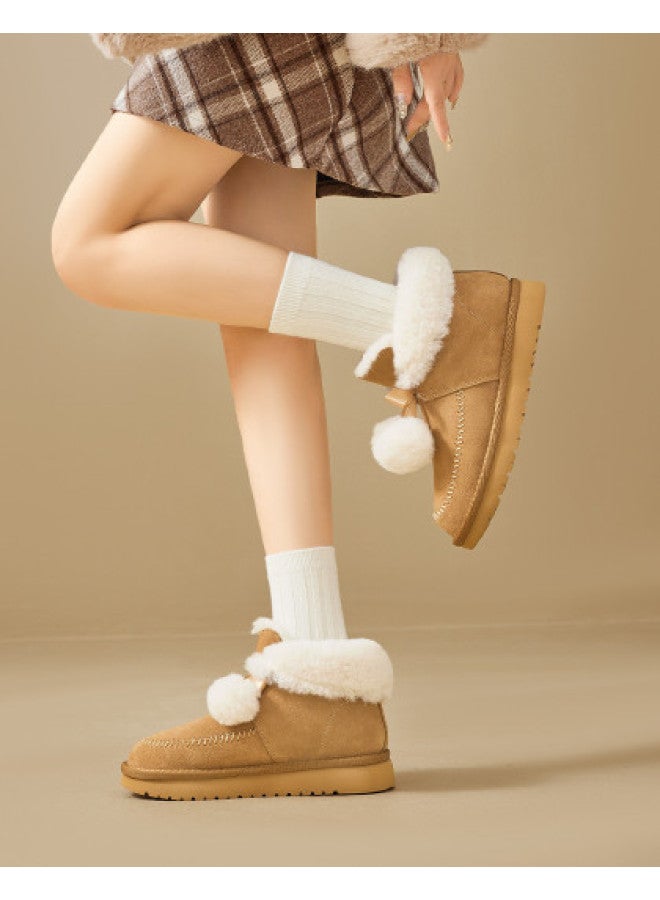 15MINS Winter Furry Short Snow Boots Women Fashion Comfortable Warm Pom Pom Decor Ankle Boots Women - Image 1