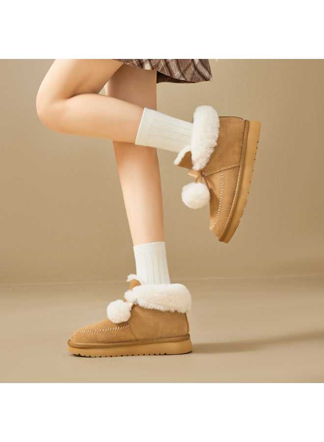15MINS Winter Furry Short Snow Boots Women Fashion Comfortable Warm Pom Pom Decor Ankle Boots Women - Image 3