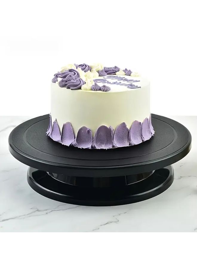 1 Black Cake Turntable Rotating Dessert Display Stand 3 Tier Sturdy Base Smooth Rotation For Cake Decoration Baking And Artistic Creation - Image 1