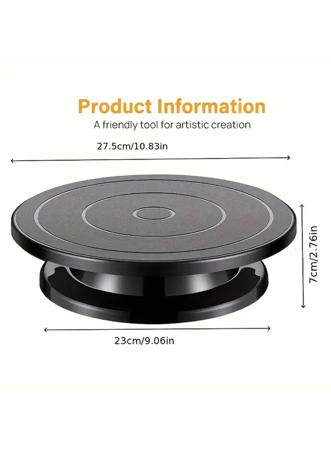 1 Black Cake Turntable Rotating Dessert Display Stand 3 Tier Sturdy Base Smooth Rotation For Cake Decoration Baking And Artistic Creation - Image 2