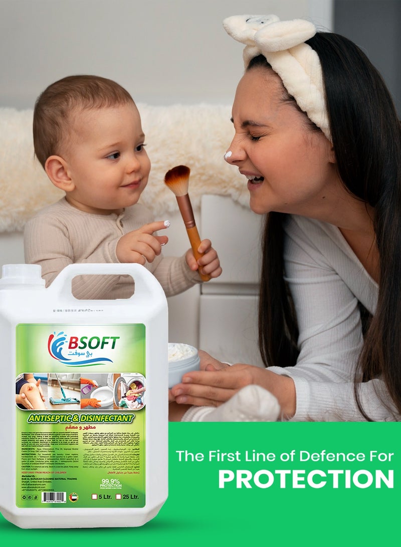 BSOFT  Antiseptic Antibacterial Disinfectant Liquid 5L – Multi-Purpose Antiseptic for Wounds, Clothes, and Floor Cleaning – Powerful Germ Protection - Image 3