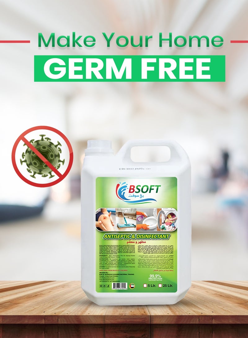 BSOFT  Antiseptic Antibacterial Disinfectant Liquid 5L – Multi-Purpose Antiseptic for Wounds, Clothes, and Floor Cleaning – Powerful Germ Protection - Image 4