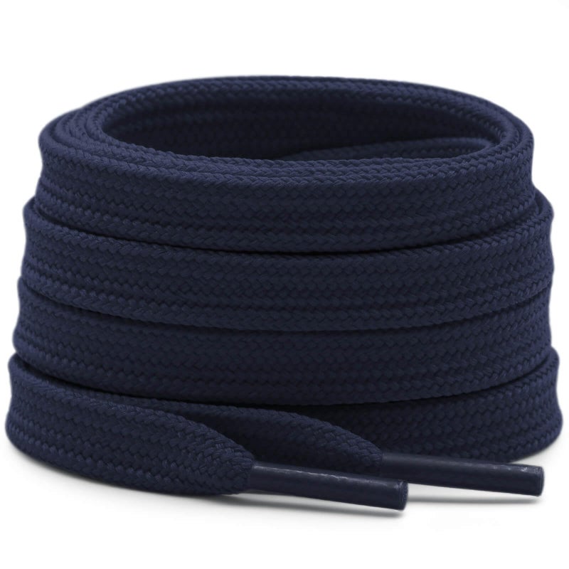 DELELE Solid Flat Shoe Laces Hollow Thick Navy Shoelaces for Sneakers 2 Pair 47 inch - Image 3