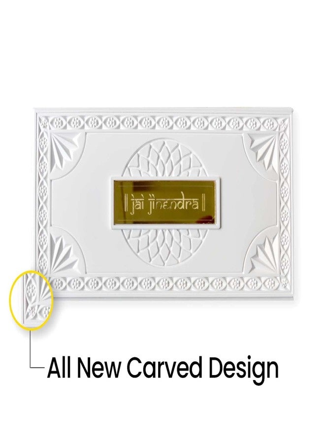 Jainkart Jain Golden Plated Beautiful White 24 Tirthankar With Palitana Foil Print Frame, Jain Darshan Frame/Royal Peti/Box for Gift (Size 8.5 x 4.5 inches) - Image 2