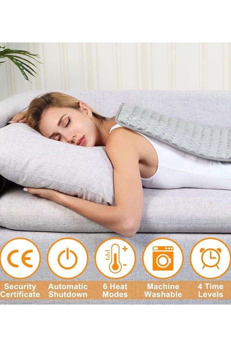 أيه بي جي وسادة تدفئة كهربائية مساج لتخفيف آلام الظهر والتشنجات، وسادة حرارية كهربائية سريعة مع 6 إعدادات للحرارة، إغلاق تلقائي، قابلة للغسل في الغسالة، 30.5 × 60.9 سم - Image 3