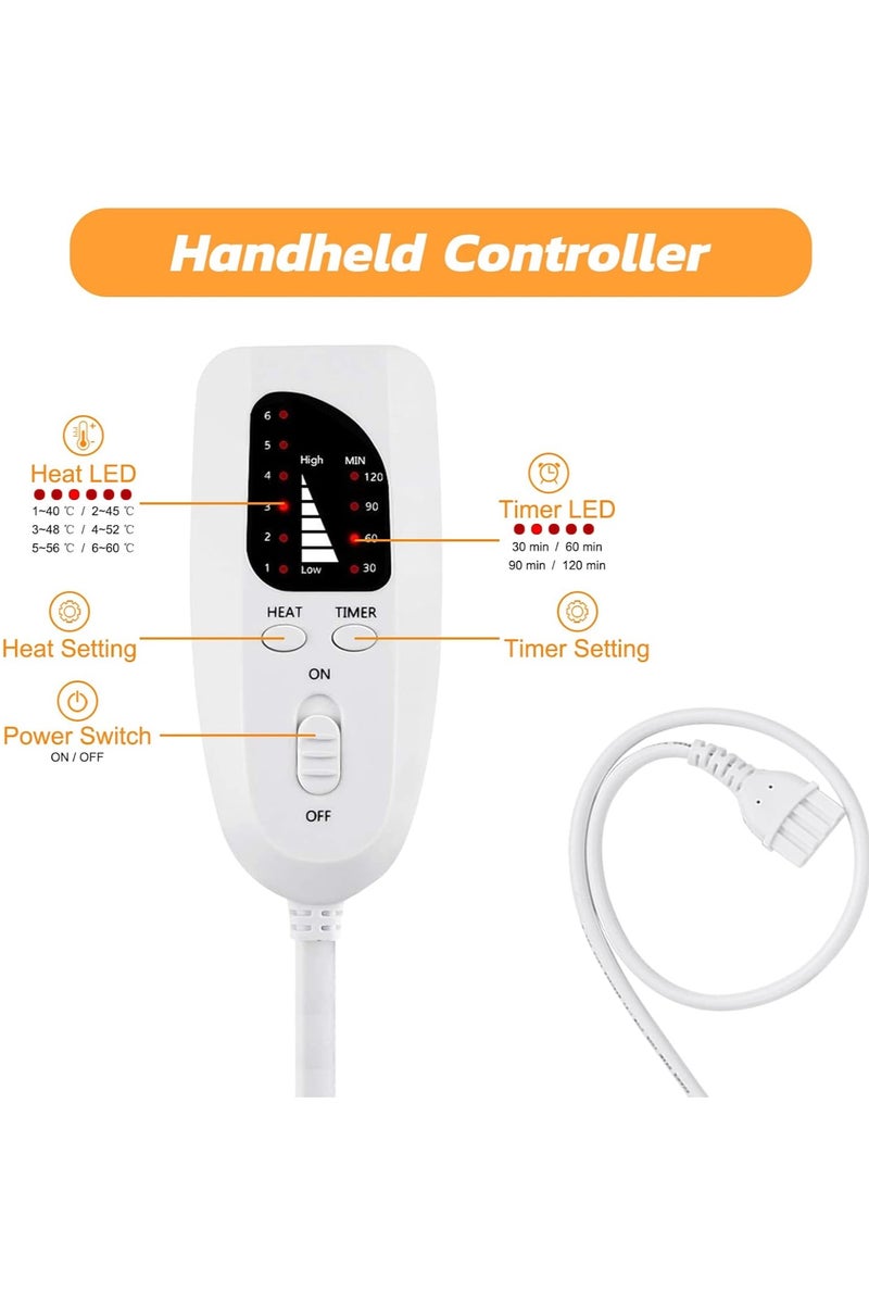 أيه بي جي وسادة تدفئة كهربائية مساج لتخفيف آلام الظهر والتشنجات، وسادة حرارية كهربائية سريعة مع 6 إعدادات للحرارة، إغلاق تلقائي، قابلة للغسل في الغسالة، 30.5 × 60.9 سم - Image 4