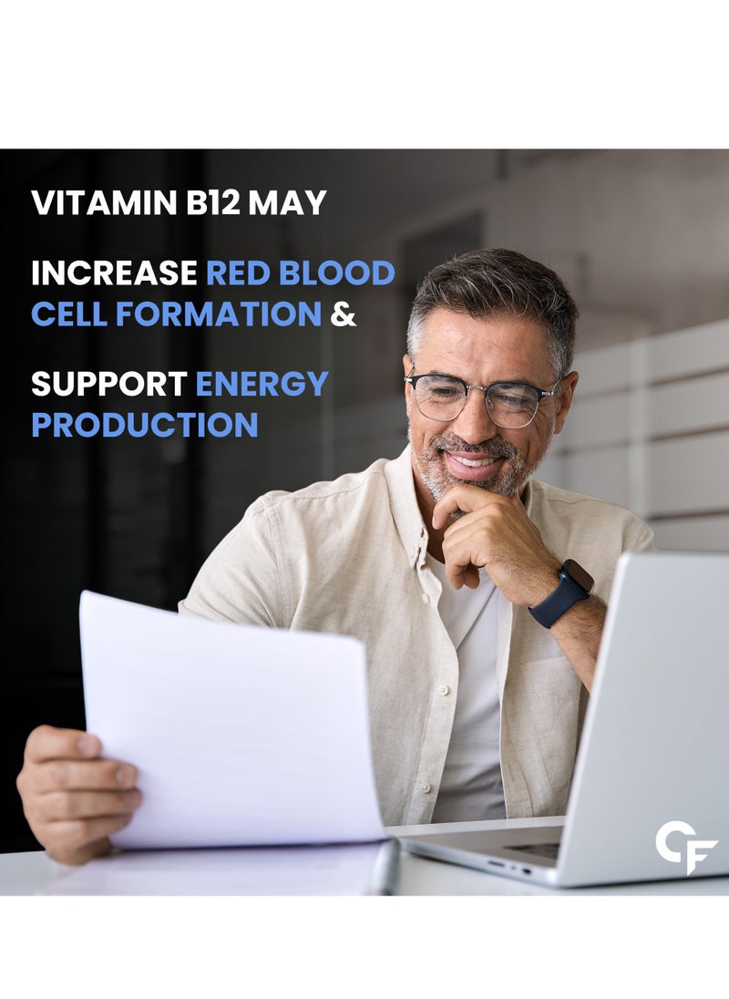 CARBAMIDE FORTE - Carbamide Forte Vitamin B12 Tablets 500mcg - Active Form of Methylcobalamin B12 Supplement for Men & Women - 90 Veg Tablets - Image 1