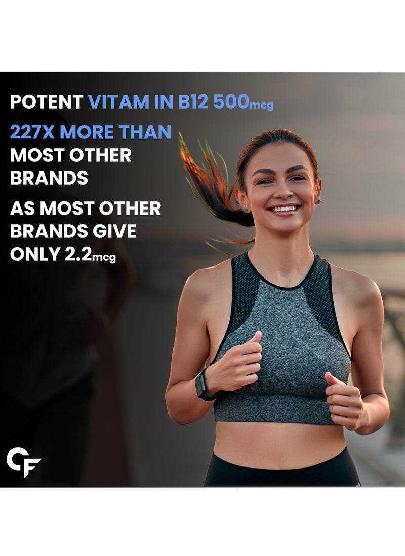 CARBAMIDE FORTE - Carbamide Forte Vitamin B12 Tablets 500mcg - Active Form of Methylcobalamin B12 Supplement for Men & Women - 90 Veg Tablets - Image 1