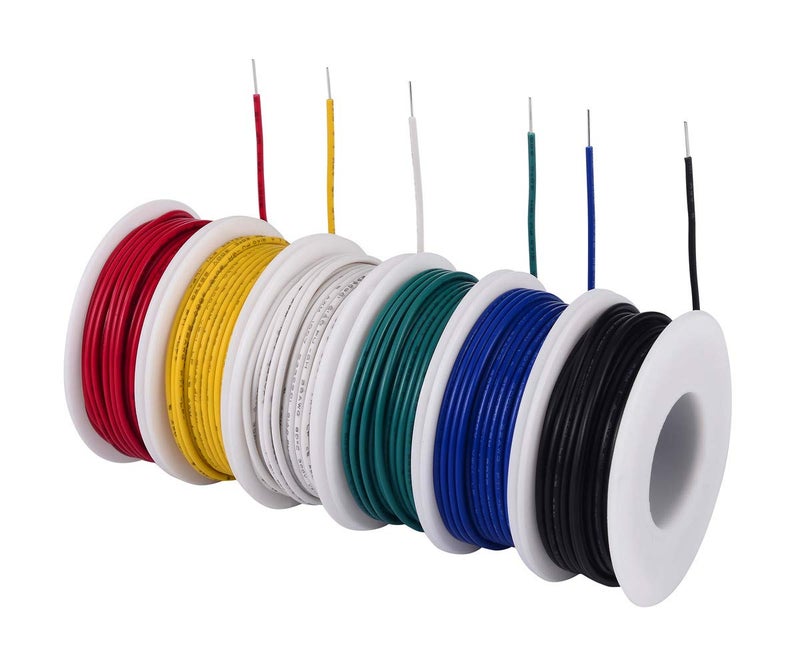 توفينج توفينغ سلك صلب 18 AWG - سلك نحاسي مطلي 18 قياس، PVC (القطر الخارجي: 1.88 مم) - 6 ألوان مختلفة 20 قدم / 6 متر لكل منها، سلك توصيل - مجموعة أسلاك التوصيل - Image 4
