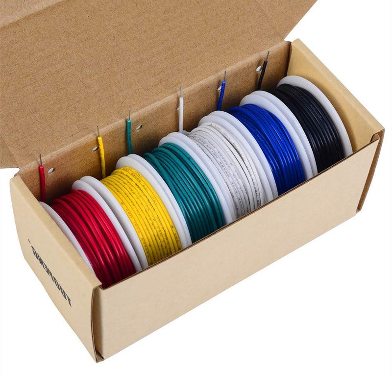 توفينج توفينغ سلك صلب 18 AWG - سلك نحاسي مطلي 18 قياس، PVC (القطر الخارجي: 1.88 مم) - 6 ألوان مختلفة 20 قدم / 6 متر لكل منها، سلك توصيل - مجموعة أسلاك التوصيل - Image 1