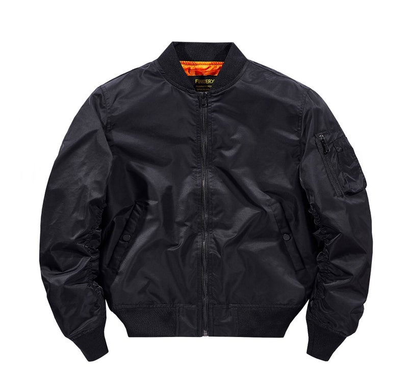 Generic Autumn and Winter New Air Force ma1 Aviator Jacket Mens Motorcycle Solid Color Jacket Large Size Military Uniform American Flying Suit Black 