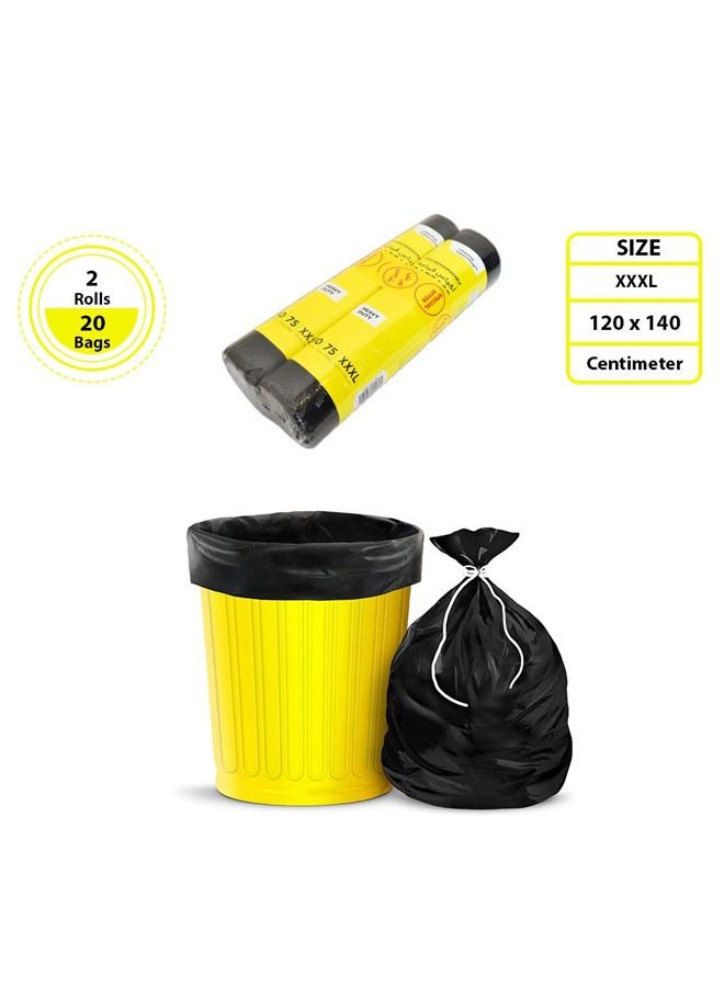 cleaning superstore Multi-Purpose Garbage Bag Roll for Garbage Bin/Dust Bin/Waste Basket/75 Gallons/10 Bags/120x140 cm Black (Pack Of 2) - Image 2