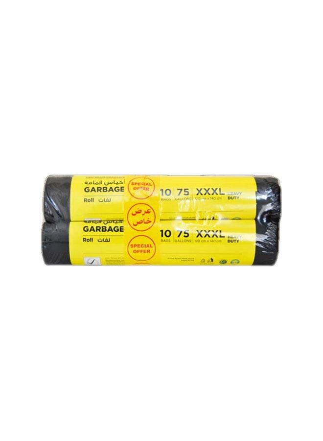 cleaning superstore Multi-Purpose Garbage Bag Roll for Garbage Bin/Dust Bin/Waste Basket/75 Gallons/10 Bags/120x140 cm Black (Pack Of 2) - Image 1