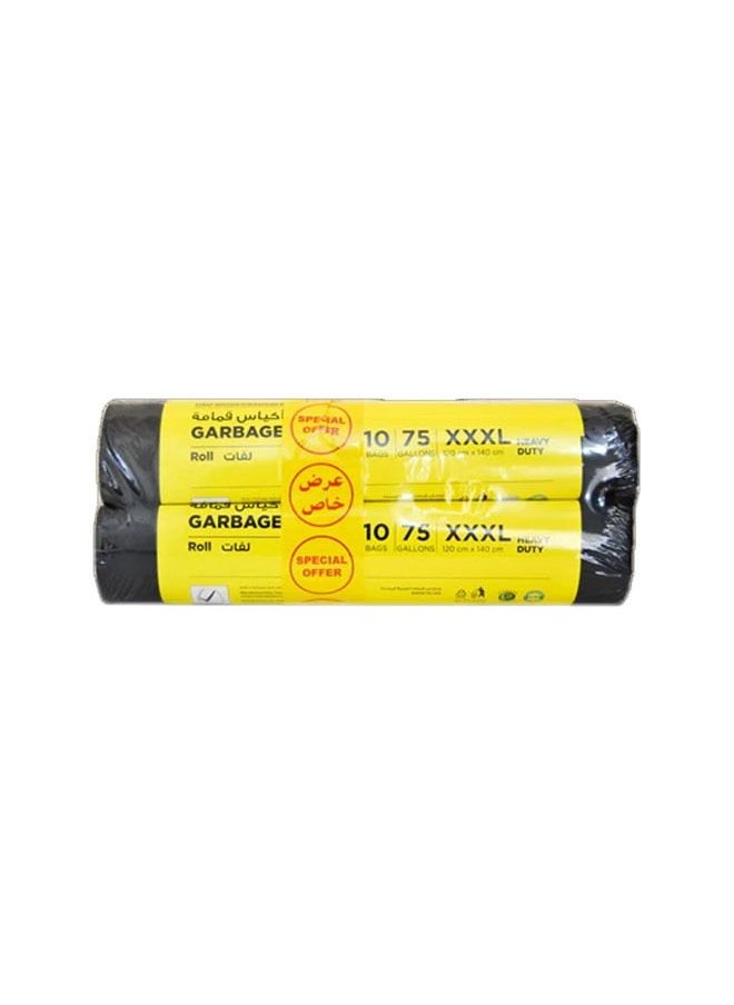 cleaning superstore Multi-Purpose Garbage Bag Roll for Garbage Bin/Dust Bin/Waste Basket/75 Gallons/10 Bags/120x140 cm Black (Pack Of 2)  - Image 1
