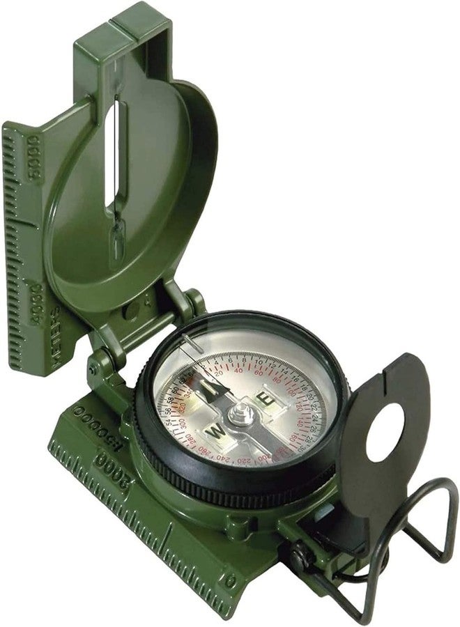 VETERIS US Military Style Phosphorescent Waterproof Lensatic Compass Accurate Hand Held Compasses with Pouch for Hiking Camping Navigation Survival Backpacking Orienteering - Image 1