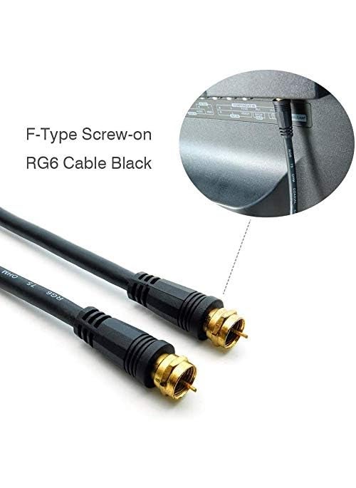 iMBAPrice iMBPrice 6 Feet RG6 Coaxial Patch Cable 2Pack with FType Screwon Gold Plated Connectors for Internet Broadband and Digital TV Aerial Satellite Cable Extension Black  - Image 2