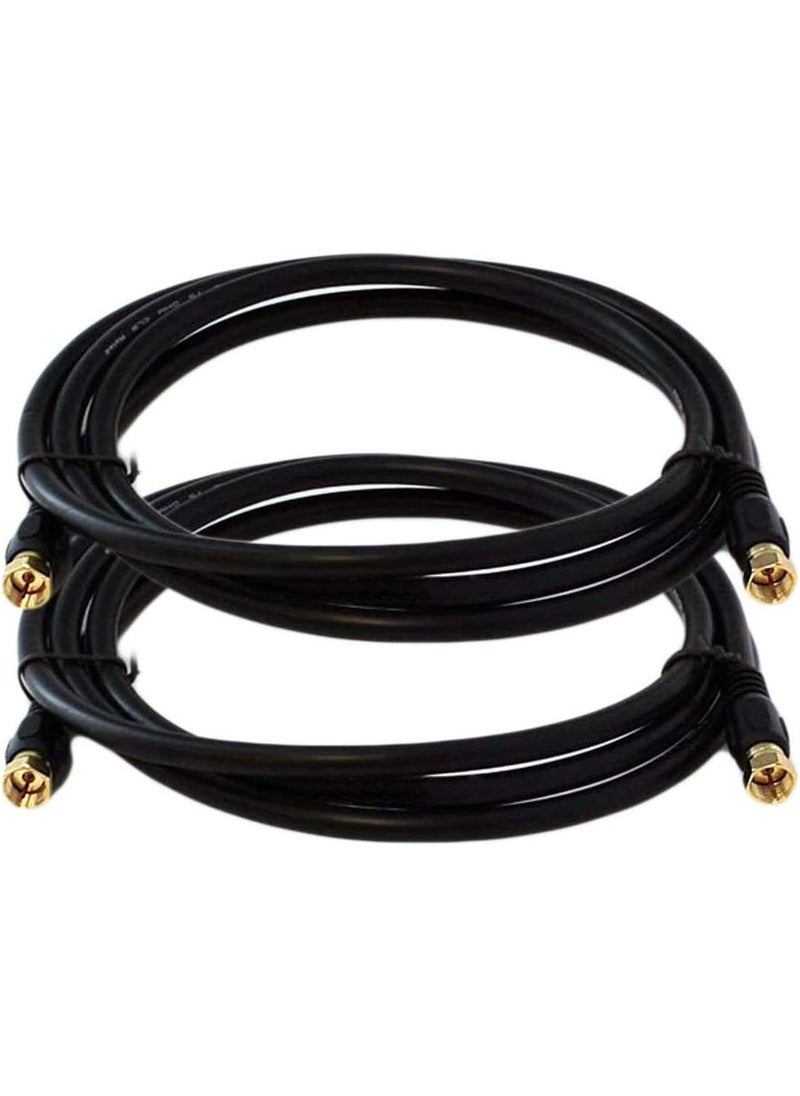 iMBAPrice iMBPrice 6 Feet RG6 Coaxial Patch Cable 2Pack with FType Screwon Gold Plated Connectors for Internet Broadband and Digital TV Aerial Satellite Cable Extension Black  - Image 1