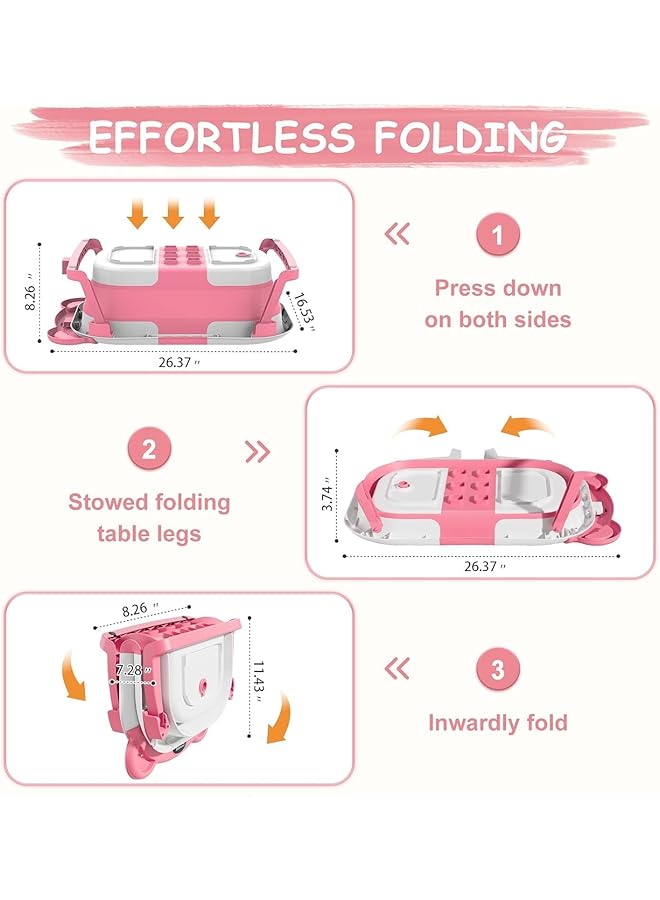 حوض استحمام للأطفال حديثي الولادة قابل للطي مع مقياس حرارة وسرير عائم ناعم - Image 3