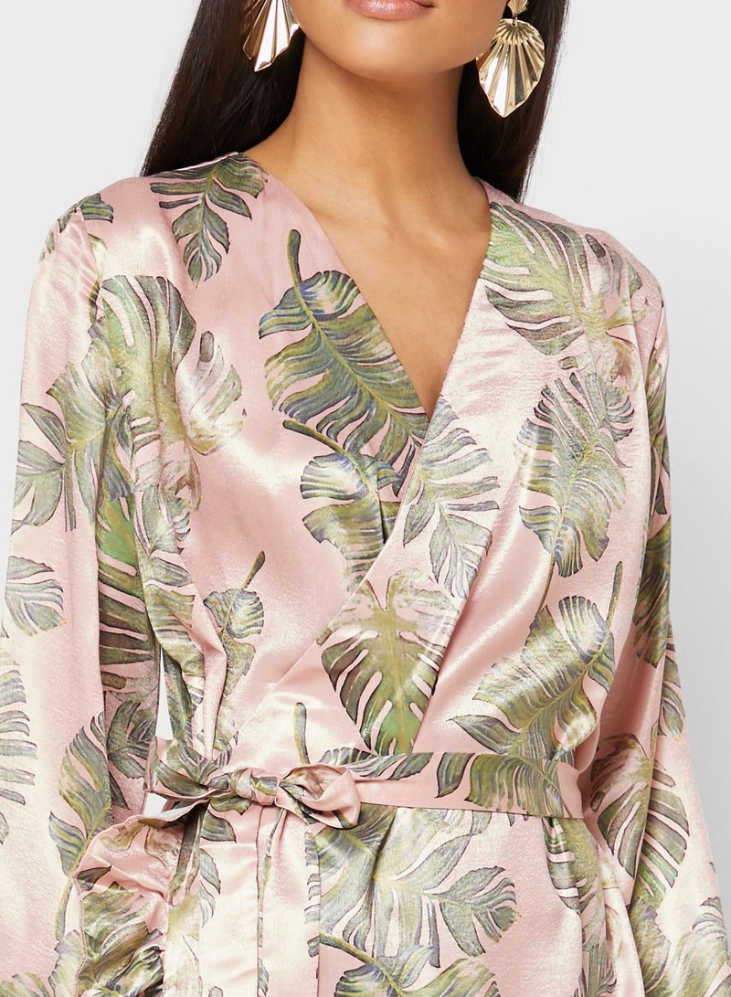Desert Cove Floral Print Wrap Dress - Image 3